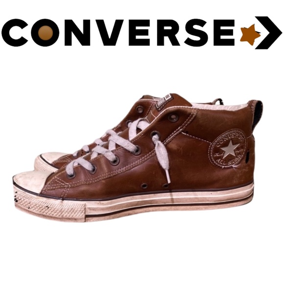 Men's Converse Brown Leather Hi-Tops - Picture 1 of 10